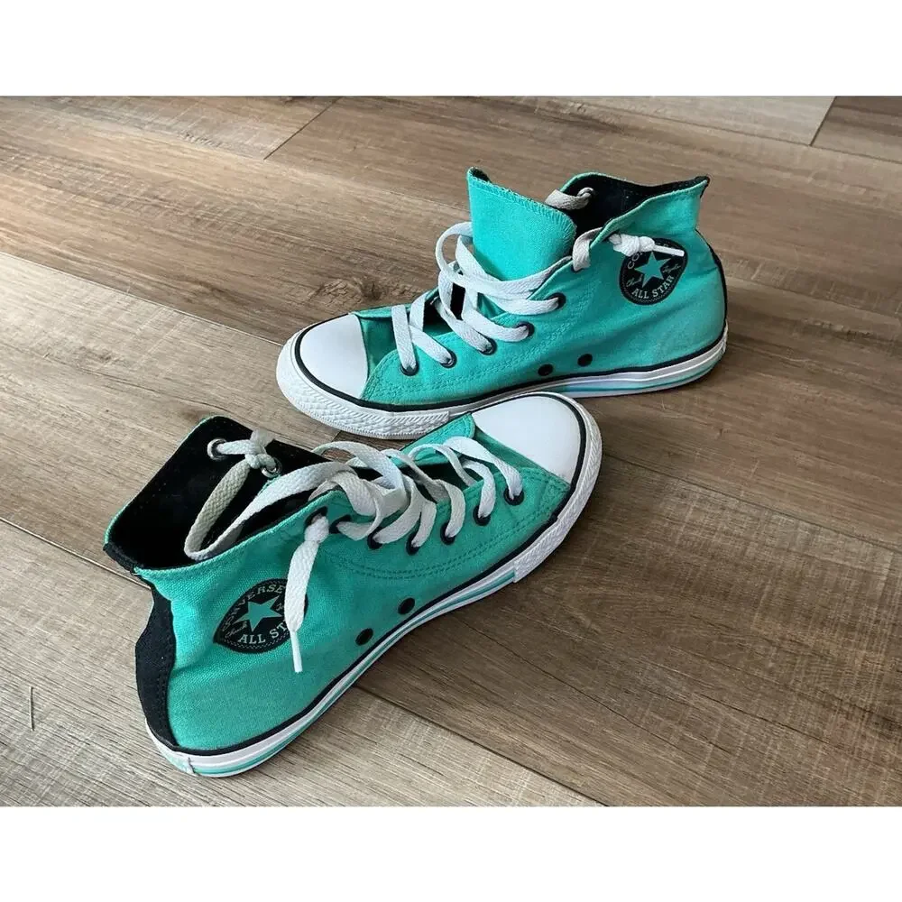 Chuck Taylor Converse All Star Hi Top Canvas Cyan Casual Sneakers Unisex Size 5